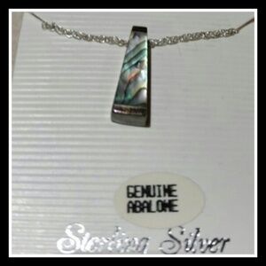 Abalone Pendant Sterling Silver Necklace NEW Genuine